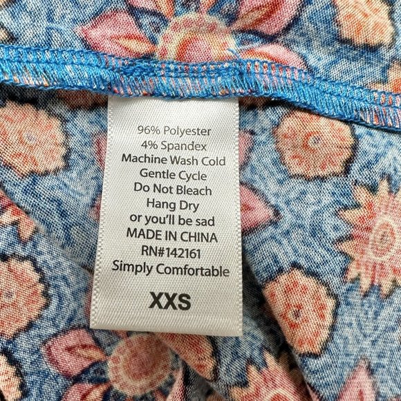 LuLaRoe Retired Julia Dress XXS Blue with Orange Florals SS Form Fitting NWT - Picture 6 of 9